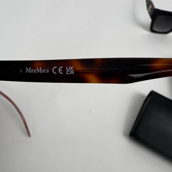Women\'s Max Mara NWOT Edna Brown Tortoise Oversized Frame Sunglasses